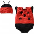 Unisex baby cotton Romper with hat - ladybug