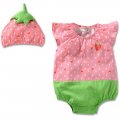 Unisex baby cotton Romper with hat - strawberry