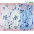 Girls dadida lake blue and white double layer top