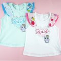 baby Girls dadida singlet tops - white and aqua