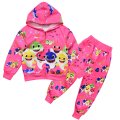 Girls hoodie top with pants outfit set - Baby Shark pink