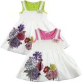 baby Girls butterfly flower dress pink and lime